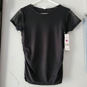Just Be Medium Black Top with Mesh Detail